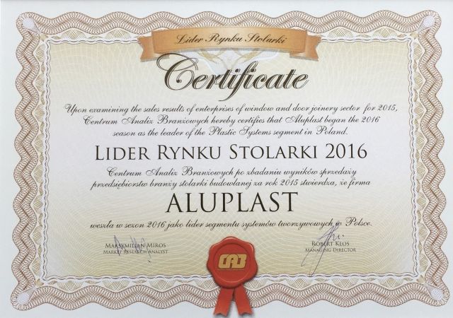 Aluplast – Marktführer bei Fenster- und Türelementen 2016